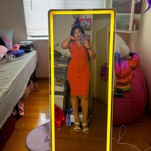 Derek Heart Vibrant Orange Midi Dress